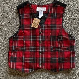 The Children’s Place red plaid button 12mo vest